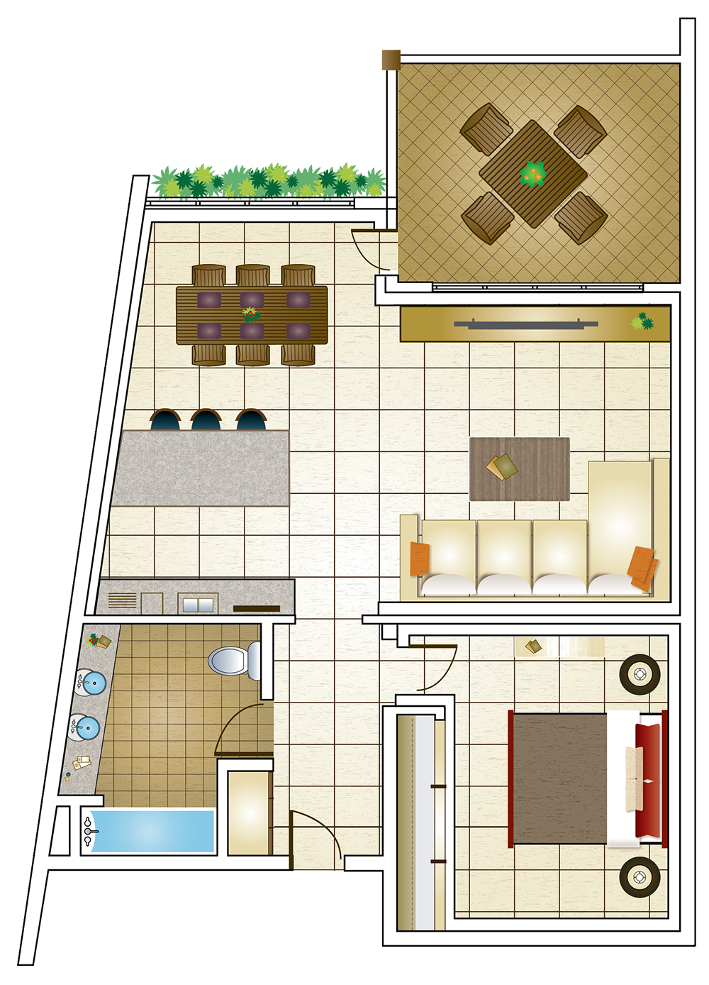 Residence Suites 1-bedroom suite floor plan