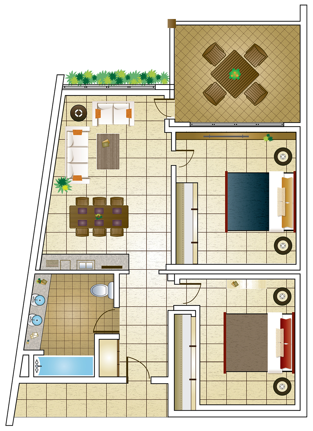 Residence Suites 2-bedroom suite floor plan