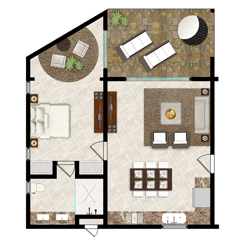 Royal Suites 1-bedroom suite floor plan