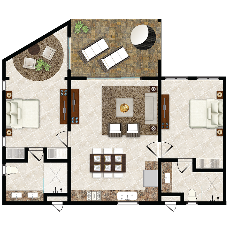 Royal Suites 2-bedroom suite floor plan
